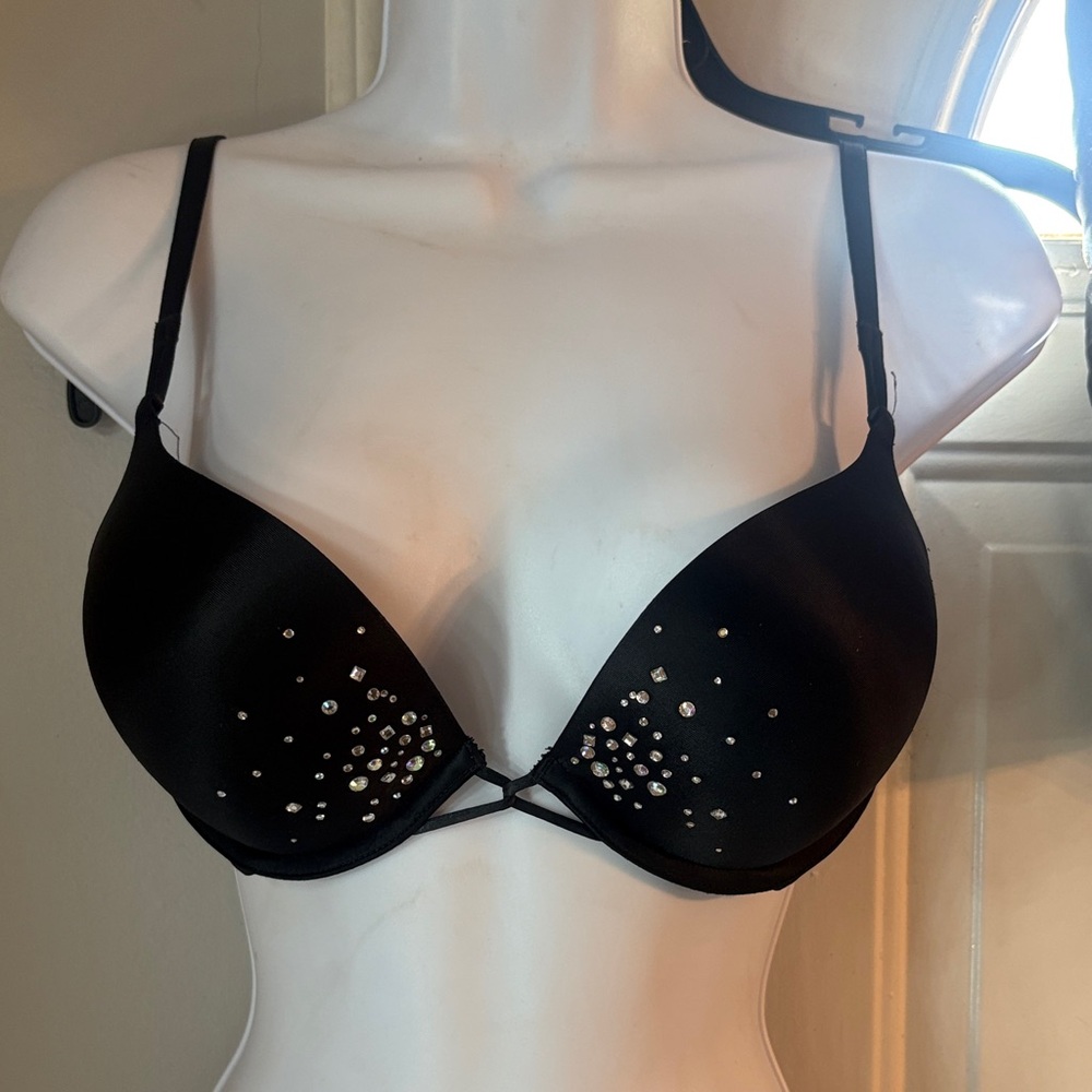 VS BOMBSHELL Black Embellished Push-Up BrA WITH RHINESTONES
